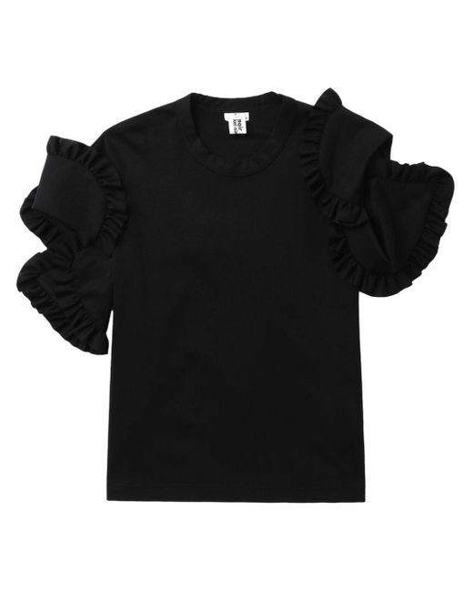 Noir Kei Ninomiya Black Gerüschtes T-Shirt