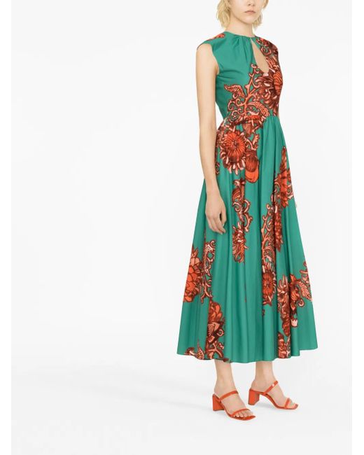 LaDoubleJ White Maxikleid Aus Baumwollpopeline Mit Blumenprint Und Cut-out