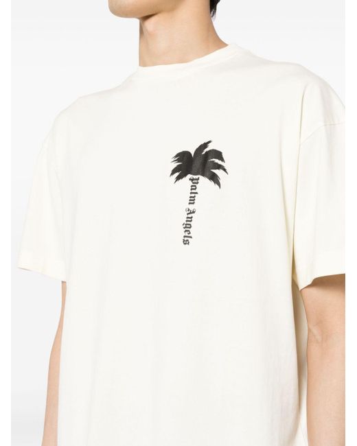 Palm Angels White The Palm Logo-print T-shirt for men