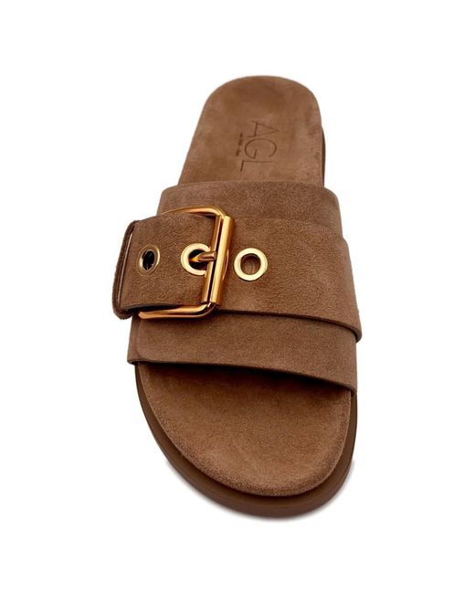 Agl Attilio Giusti Leombruni Brown Claquettes Cristina À Boucle