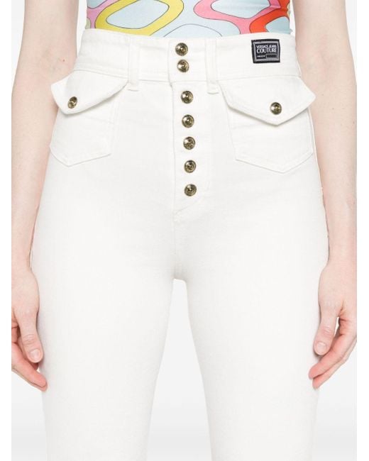 Versace High Waist Flared Jeans Van Katoenblend in het White