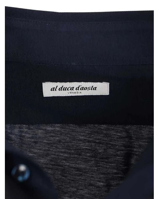 Al Duca D'aosta Blue Mother-Of-Pearl Button Shirt for men