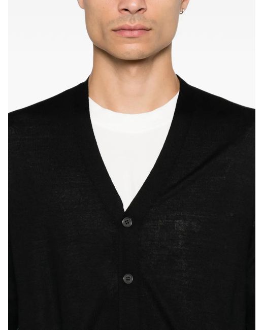 Corneliani Black Button-Up V-Neck Cardigan for men