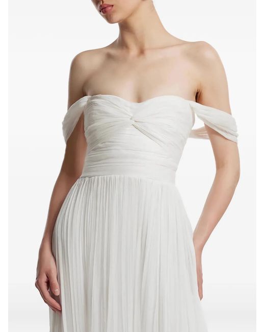Framboise White Robe-Bustier Longue En Soie Roselyn