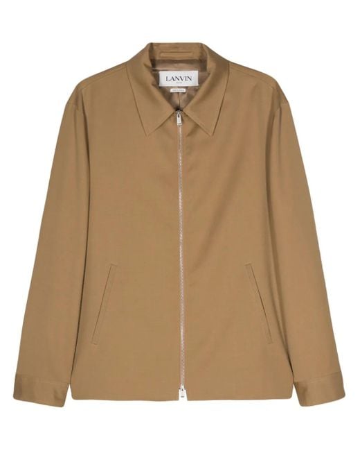 Lanvin Natural Appliqué Logo Wool Jacket for men