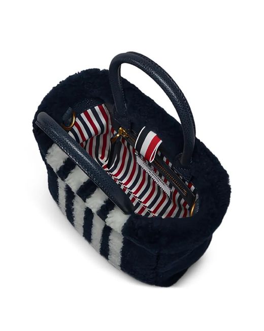 Thom Browne Blue Small Book Tote Bag