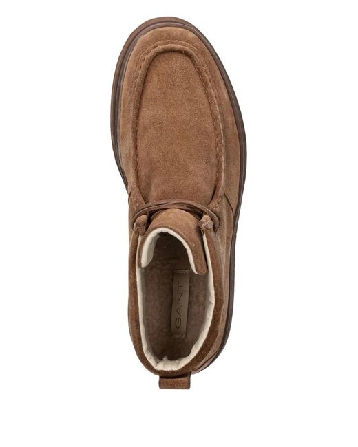 Gant Brown Lace-Up Moccasin Boots for men