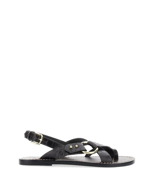 Soeur White Circle Crocodile Effect Sandals