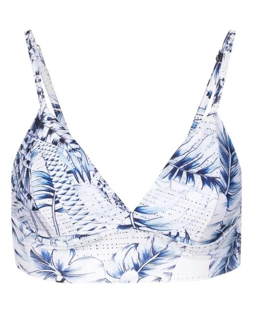 Lygia & Nanny Blue Palm-Tree Print Bralette Top