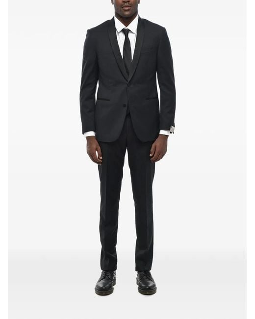 Corneliani Black Academy Satin-Lapel Suit for men