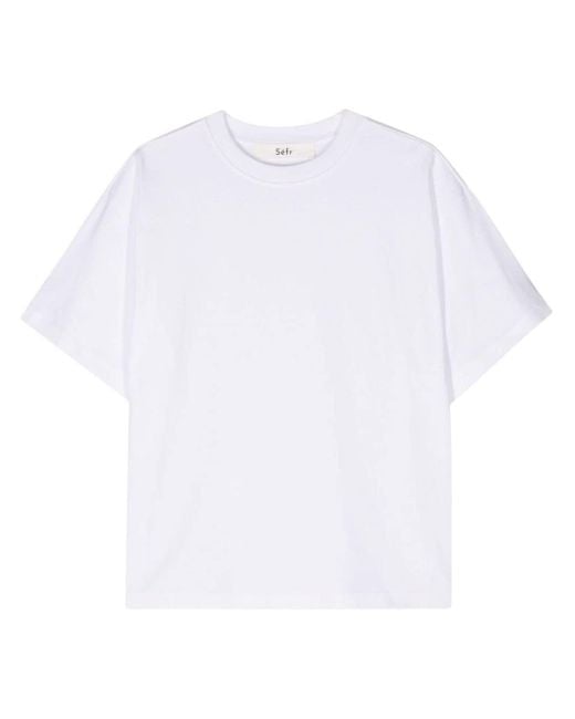 Séfr White Crew-neck Cotton T-shirt for men