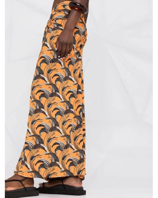 Rabanne Metallic Midi Skirt With Print