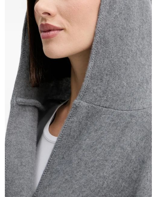 Liviana Conti Gray Poncho Frangé À Capuche
