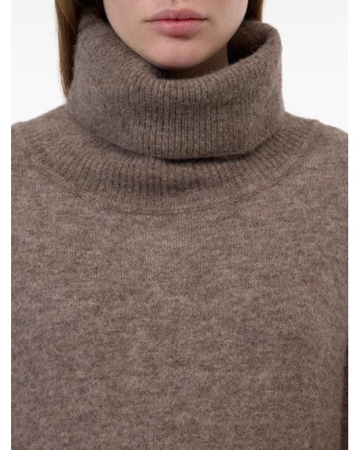 Closed Gray Turtleneck Long-Sleeves Mid Dress