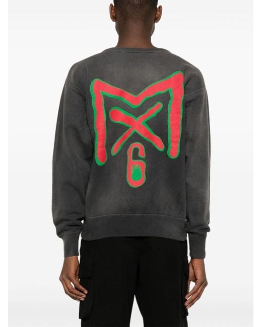 SAINT Mxxxxxx Gray Logo-print Cotton Sweatshirt for men