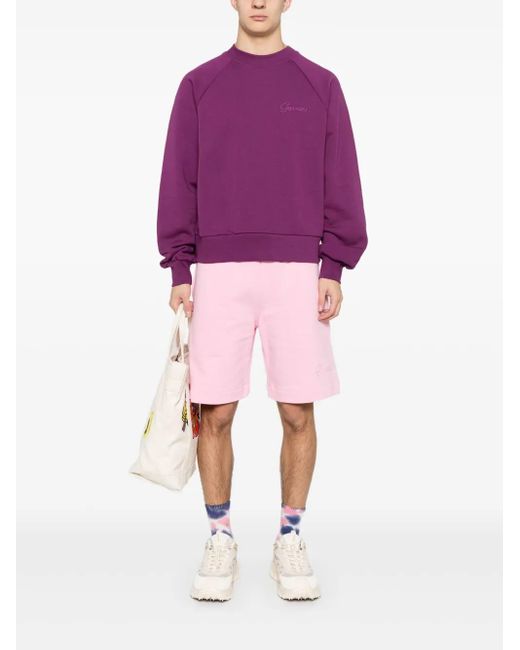 GARMENT WORKSHOP Pink Embroidered-Logo Shorts for men