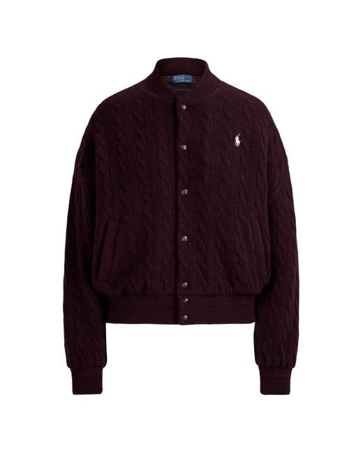 Polo Ralph Lauren Red Buttoned Cable-Knit Cardigan