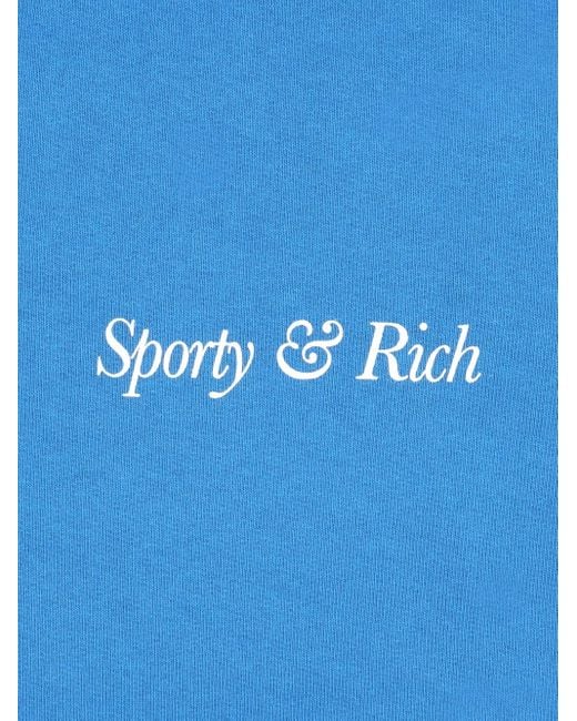 Sporty & Rich Blue Logo-Print Cotton Track Pants