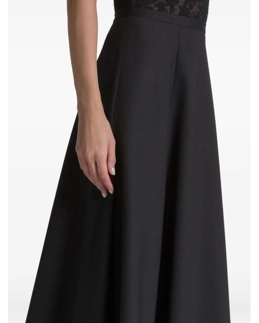 Alberta Ferretti Black Flared Midi Skirt