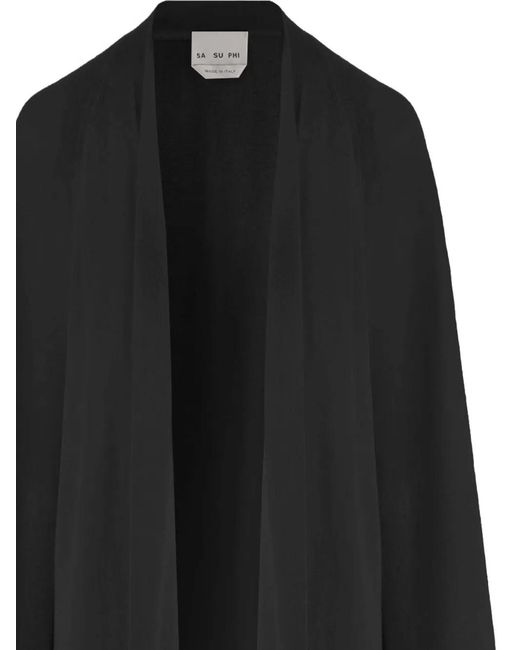 Sa Su Phi Black Open-Front Long-Sleeve Coat