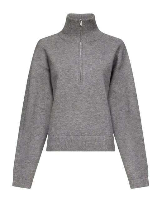 Loulou de Saison Gray Dries Stand-Collar Zipped Sweater