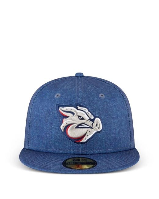 KTZ Blue 59Fifty Embroidered-Logo Cap for men