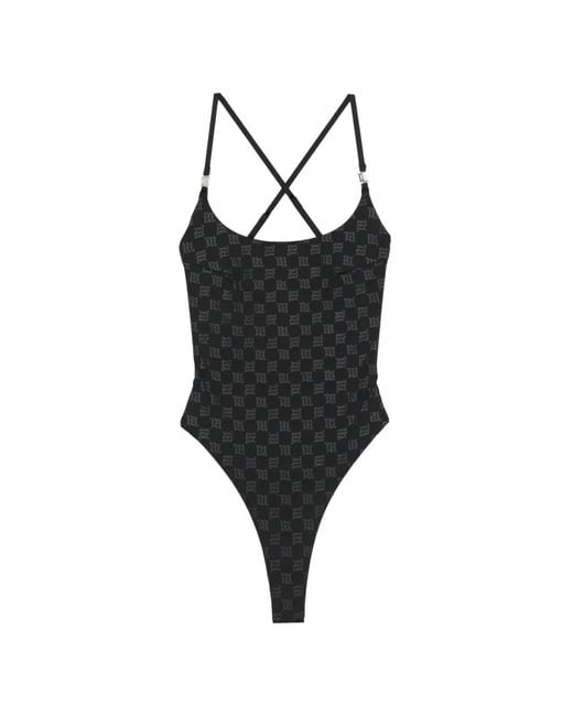 M I S B H V Black Monogram-Print Swimsuit