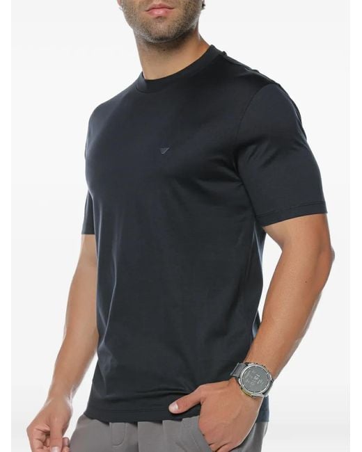 Emporio Armani Black Logo-Embroidered T-Shirt for men