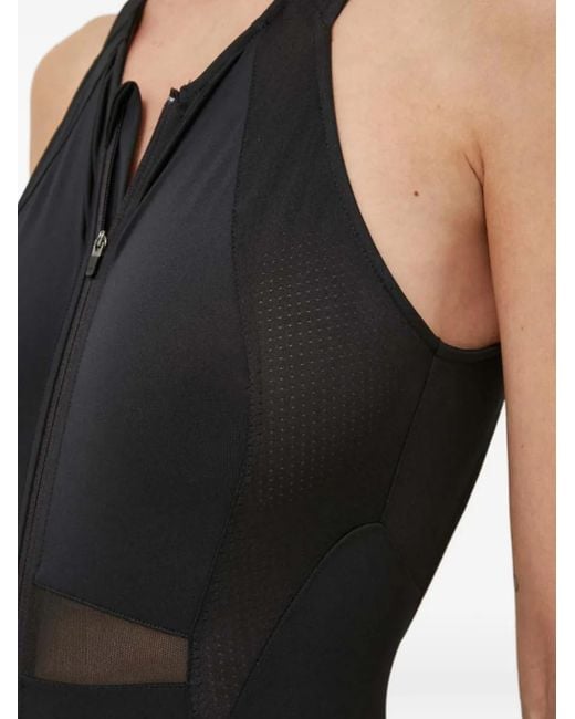 Adidas Black Zip-Front Mesh-Insert Playsuit
