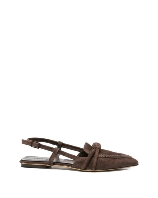 Pomme D ́Or Brown Any Suede Flat Pumps