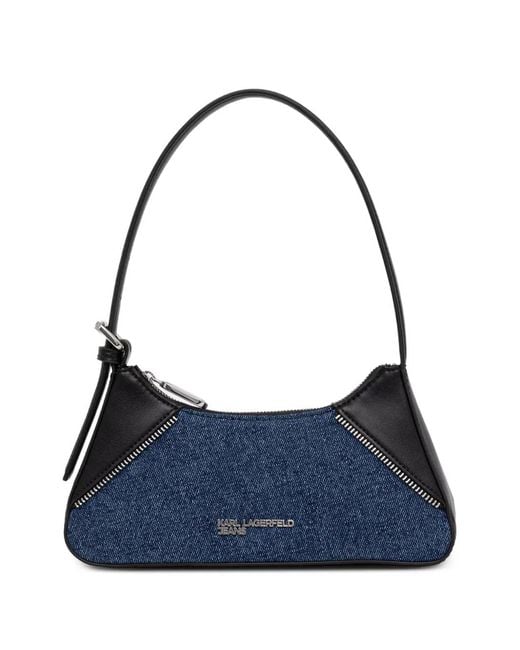 Karl Lagerfeld Blue Rebel Denim-Panelled Zip-Detail Tote Bag