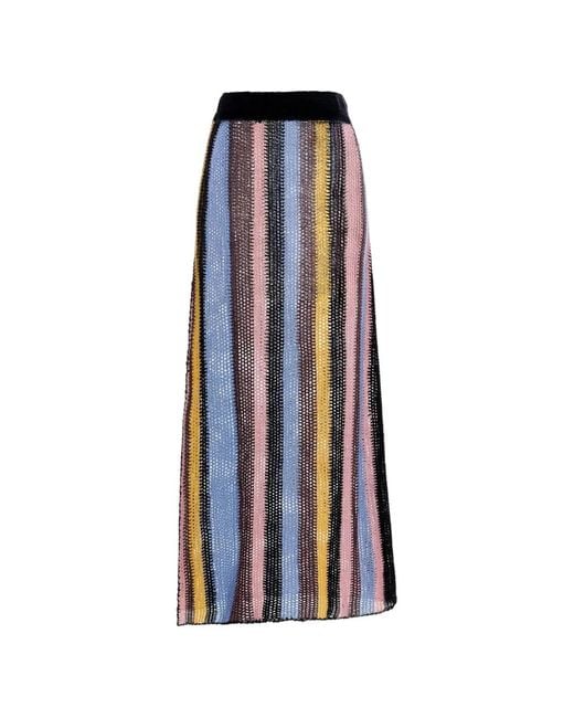 Agua Bendita Blue Cyprus Striped Crochet Maxi Skirt