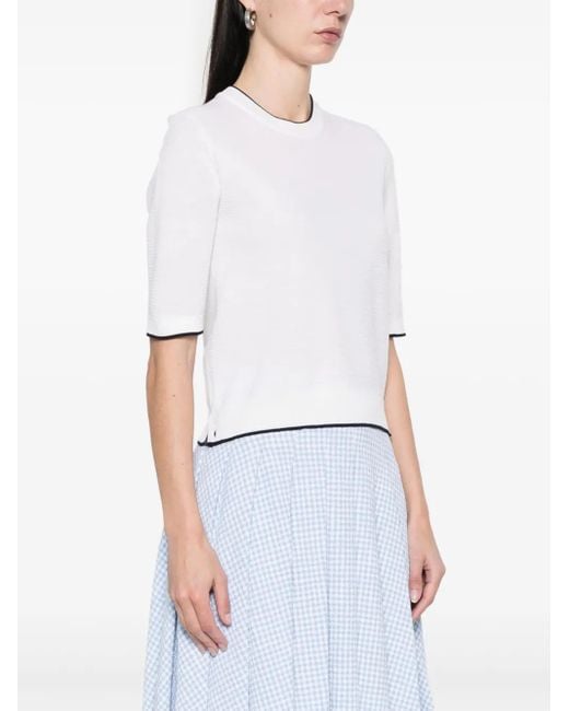 Thom Browne White 4-Bar Stripe Cotton T-Shirt