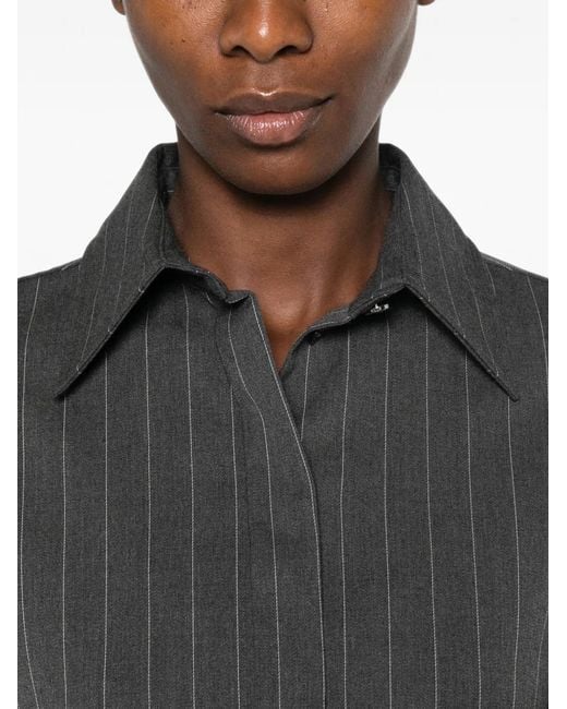 Sportmax Gray Pinstripe-Patterned Shirt