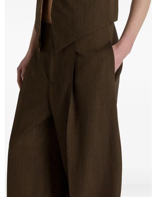 Alberta Ferretti Brown Pleated Trousers
