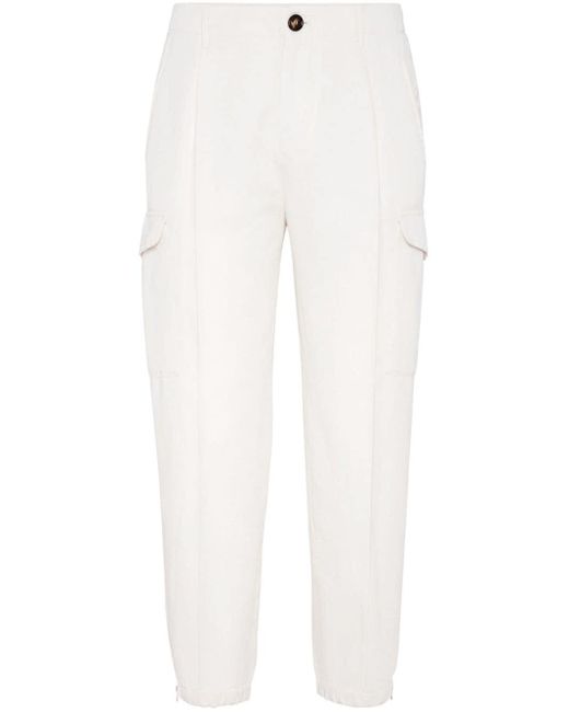 Brunello Cucinelli Cropped-Hose mit Cargotaschen in White für Herren