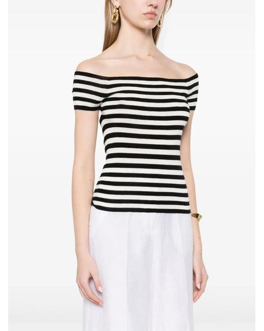 Bompard Black Striped Bardot Top