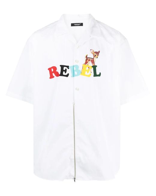 Undercover White Rebel Short-Sleeve Cotton Shirt for men