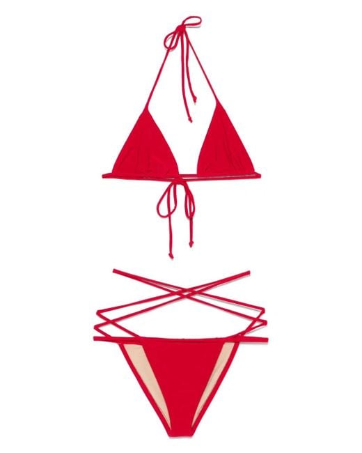 Norma Kamali Red Criss-Cross Bikini