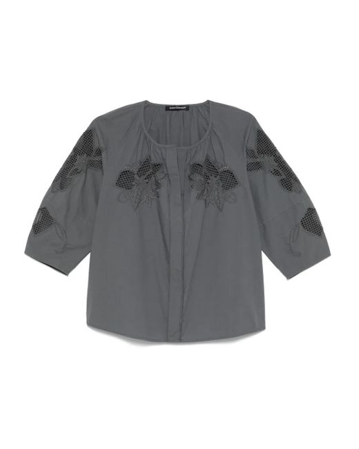 Luisa Cerano Gray Cotton Blouse