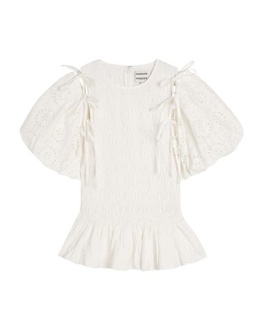 Damson Madder White Becca Broderie-Anglaise Cotton Blouse
