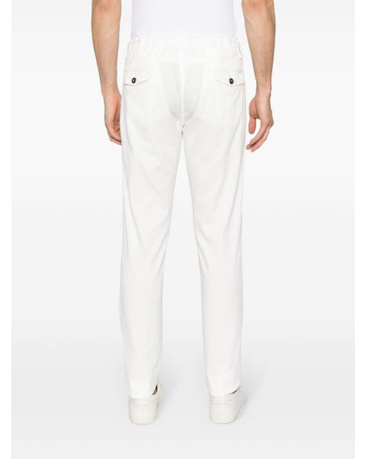 Eleventy White Twill Tapered-leg Trousers for men