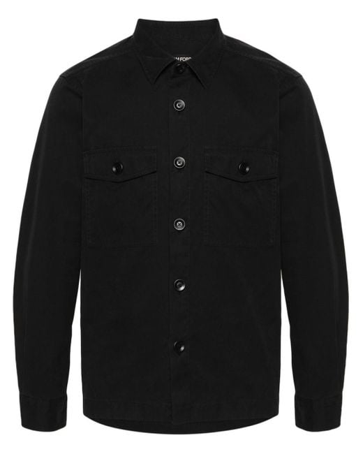 Tom Ford Black Classic-collar Cotton Shirt for men