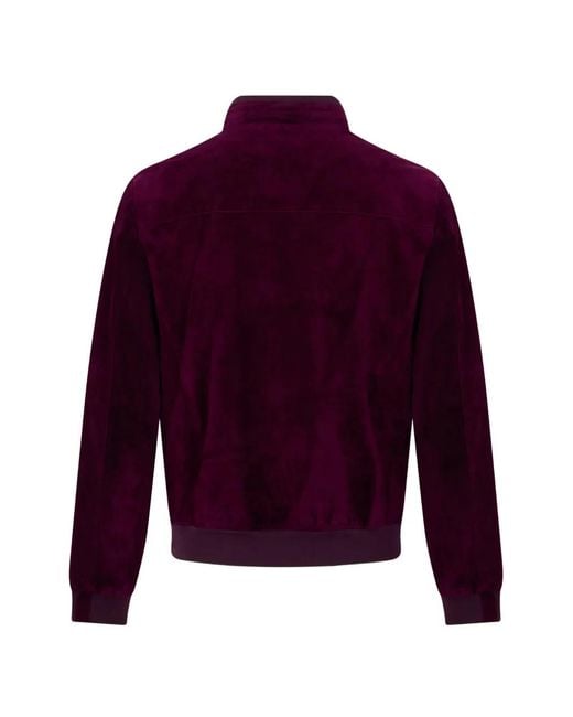 Moorer Purple Zip-Up Bomber Jacket for men