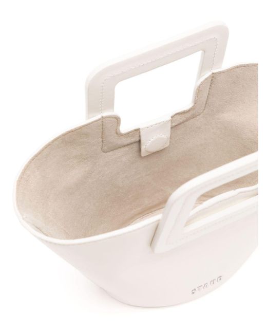 Staud White Mini Shirley Leather Bucket Bag
