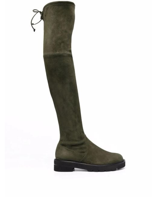 Stuart Weitzman Green Lowland Lift Suede Boots