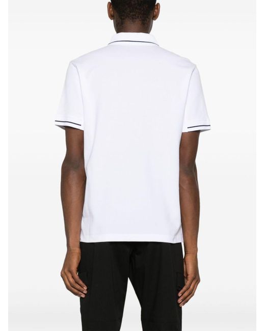 Moncler White Logo-patch Cotton Polo Shirt for men