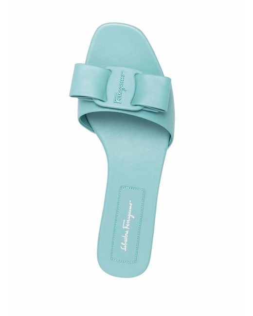 Ferragamo Green Embossed Bow Sandals