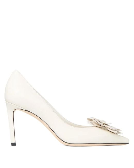Jimmy Choo Natural Bomba Mimi 85Mm Flower-Appliqué Pumps