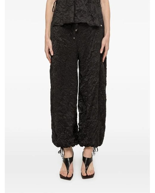 Nissa Black Pantalon À Effet Froissé